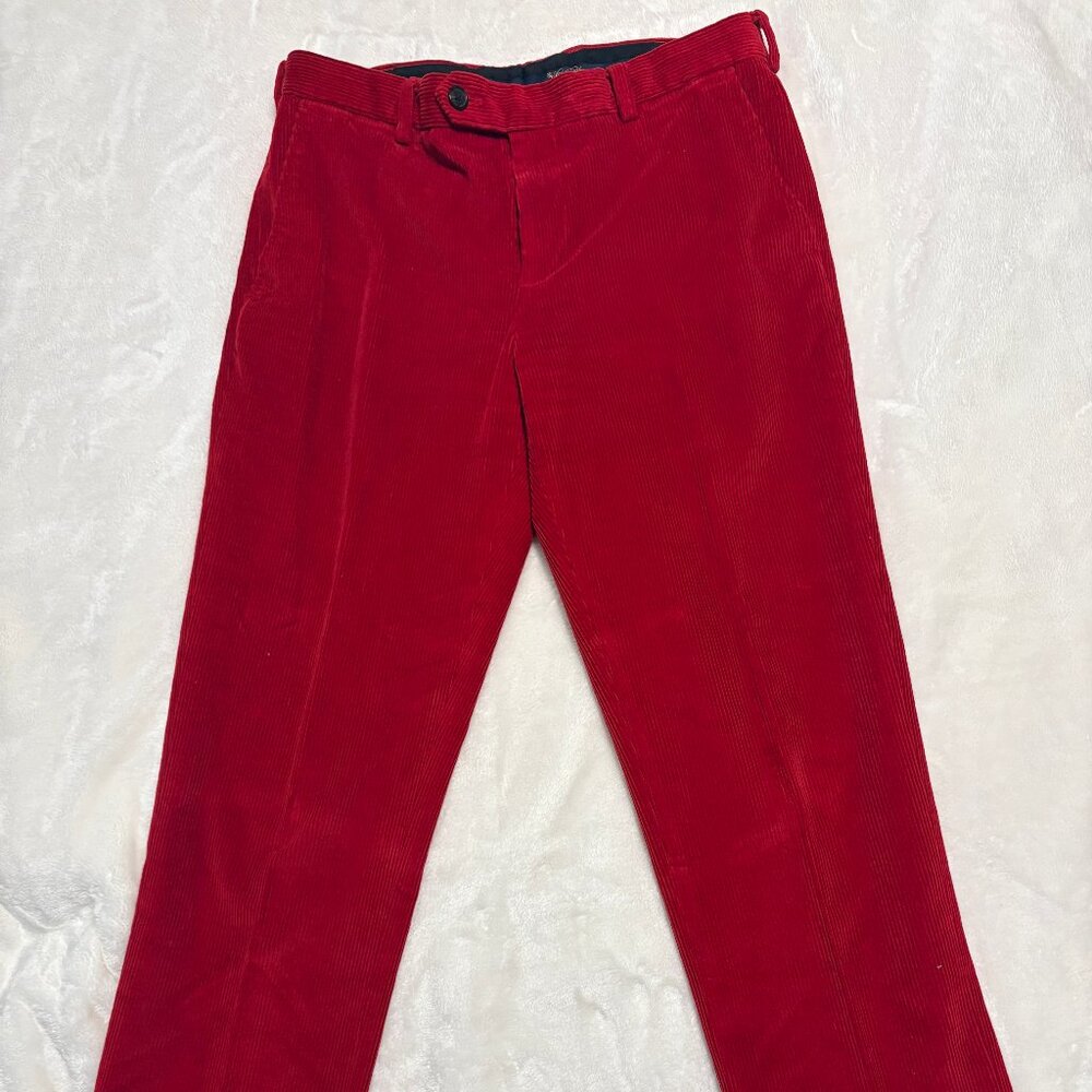 Brooks Brothers Men's Milano Corduroy Pants, Red, 34/30
